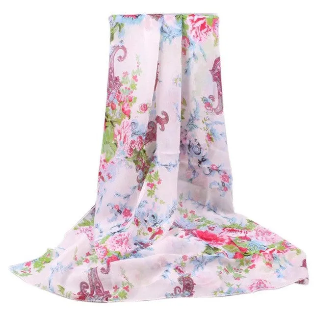 Women      Hot Sale Square Chiffon Scarf Printed Ladies Women Soft Scarves Wraps 160*50cm GS