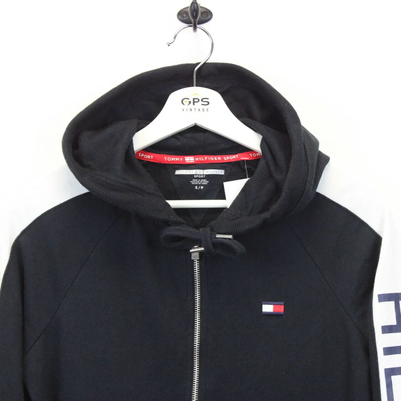 Womens TOMMY HILFIGER Hoodie Black | Small