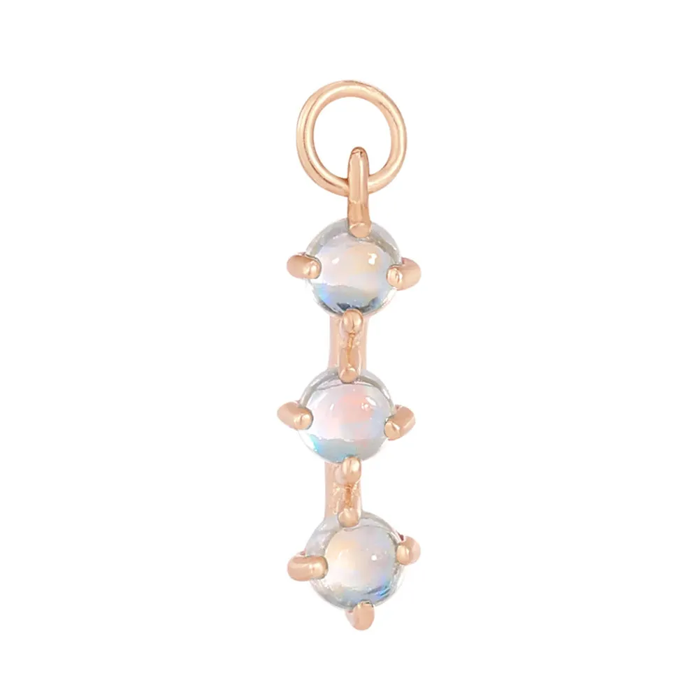 XOXO Charm in Gold with Rainbow Moonstone